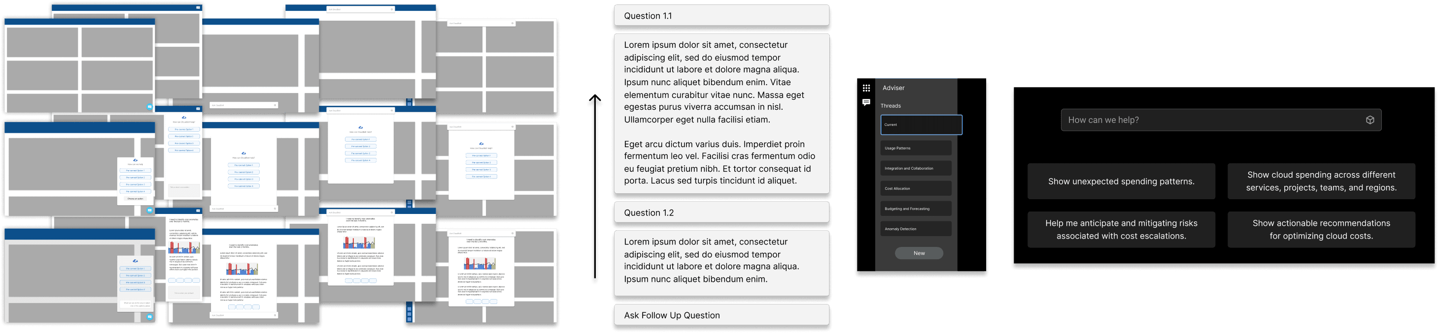 Location explorations — chatbot placement sketches