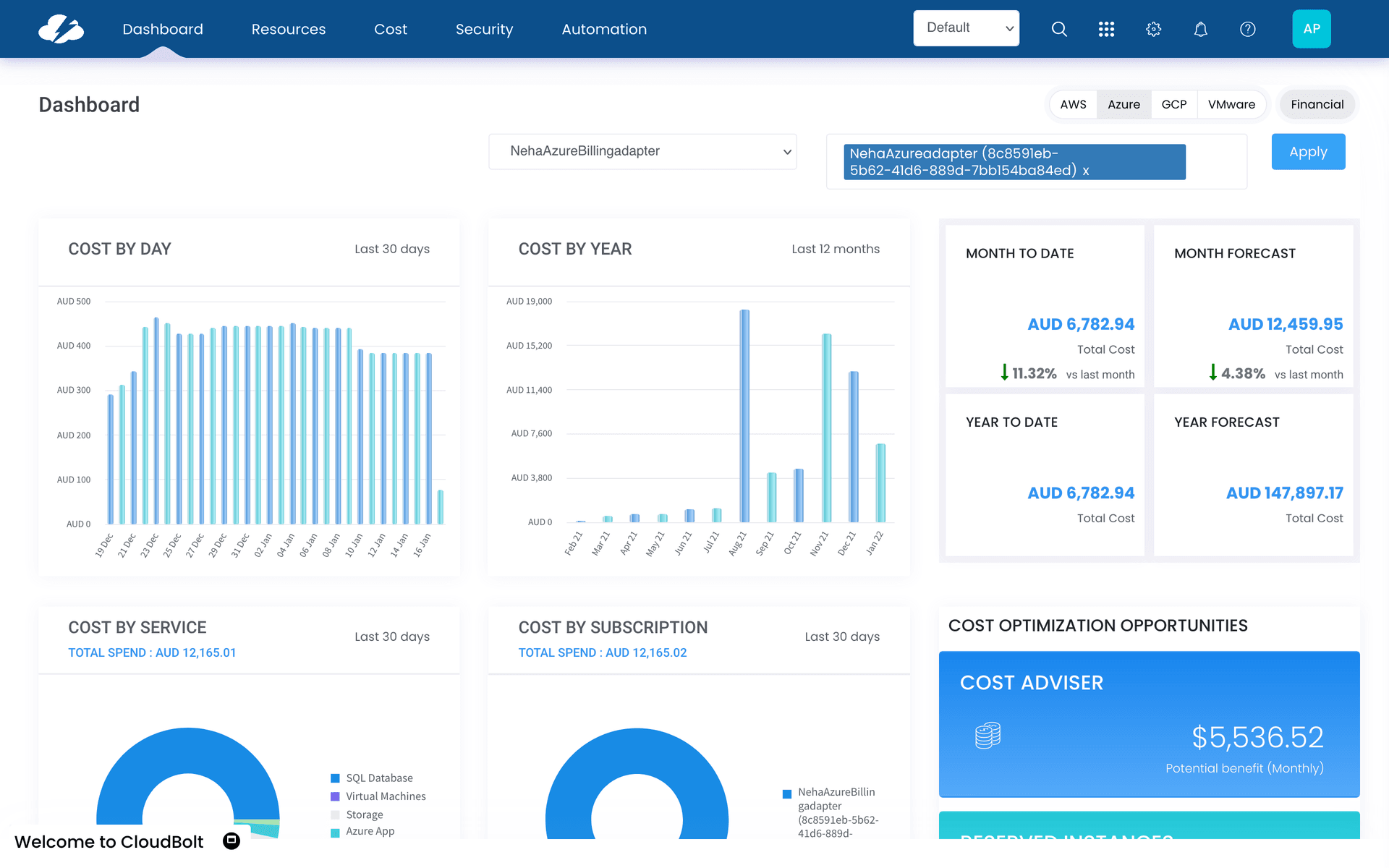 Dashboard — before filter redesign